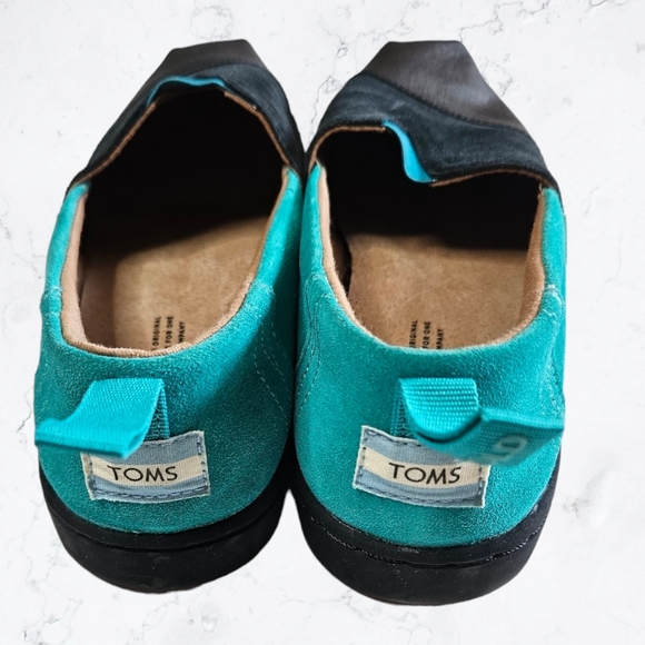 Toms x So iLL Collab Teal and Black Suede Colorblock Sneakers Slip-On Flats - Picture 5 of 9